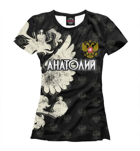 Женская футболка с изображением Герб Анатолий цвета Белый