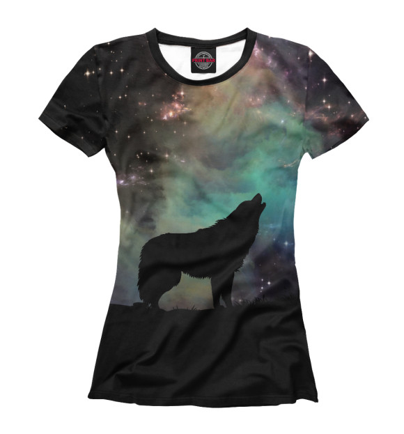 Футболка для девочек с изображением Волк цвета Белый