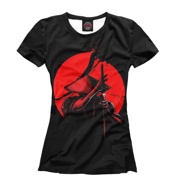 Женская футболка с изображением Японский Самурай цвета Белый