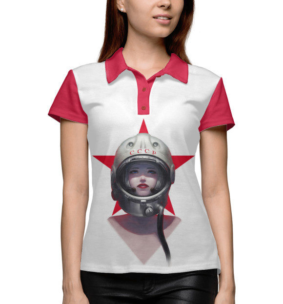 Женское поло с изображением СССР цвета Белый