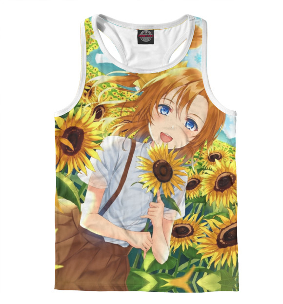 Мужская майка-борцовка с изображением Love Live! Подсолнухи цвета Белый