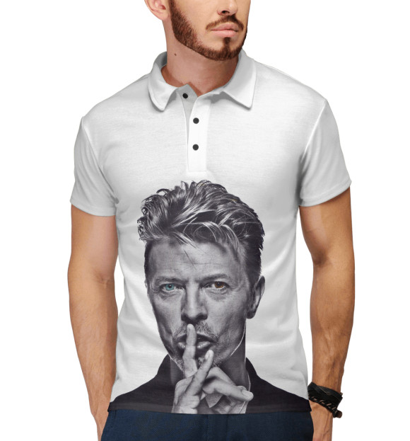 Мужское поло с изображением David Bowie цвета Белый