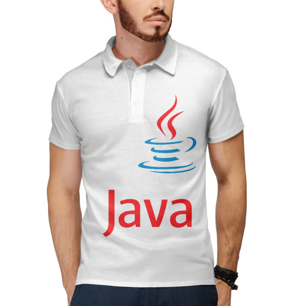 Мужское поло с изображением Java цвета Белый
