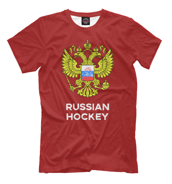 Мужская футболка с изображением Russian Hockey цвета Белый