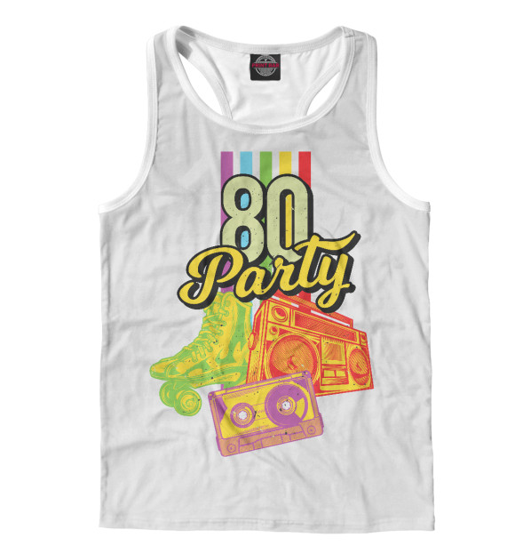 Мужская майка-борцовка с изображением Диско восьмидесятых цвета Белый