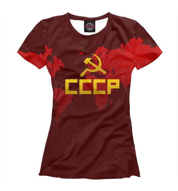 Женская футболка с изображением СССР и карта мира цвета Белый