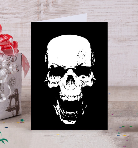 Открытка с изображением Skull цвета Белый