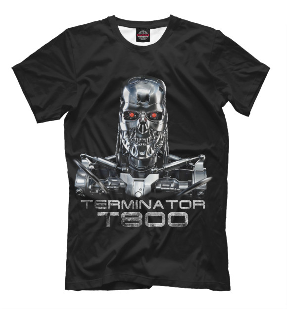 Мужская футболка с изображением Терминатор - Т800 цвета Черный