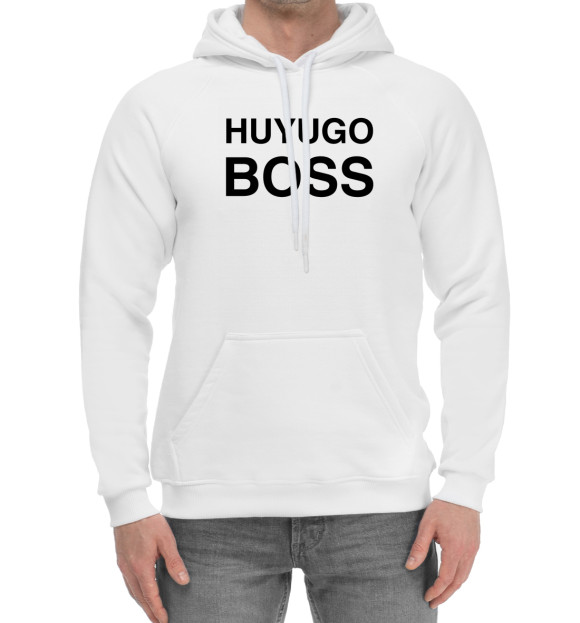 Мужской хлопковый худи с изображением Hugo Boss цвета Белый