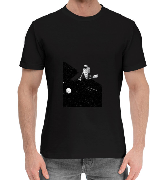 Мужская хлопковая футболка с изображением Space Hoover цвета Черный