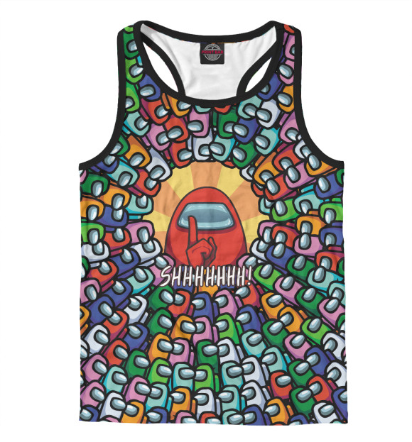 Мужская майка-борцовка с изображением Among Us SHHHHHHH! цвета Белый