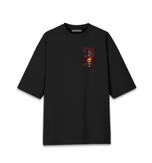 Мужская футболка оверсайз с изображением Slayer цвета Черный