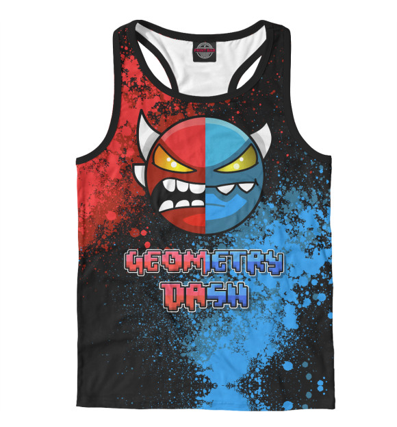 Мужская майка-борцовка с изображением GEOMETRY DASH [4] цвета Белый