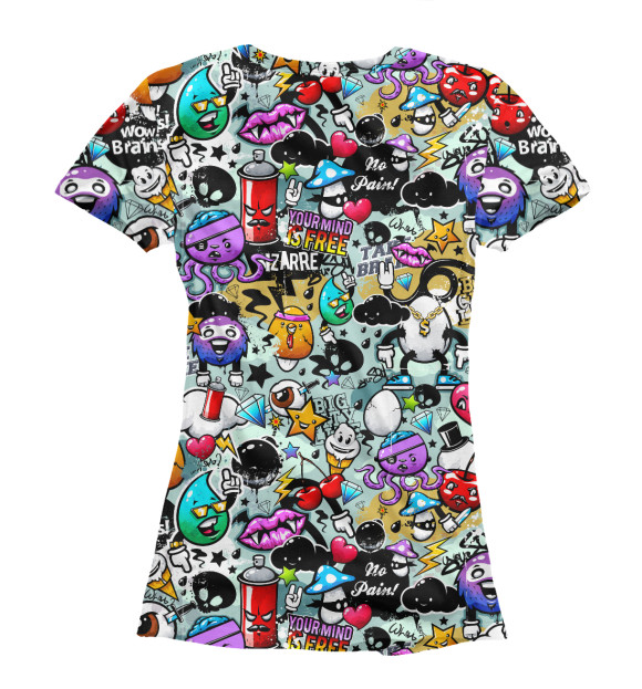 Женская футболка с изображением Граффити коллаж цвета Белый