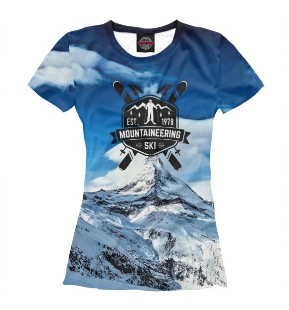 Женская футболка с изображением SKI mountain цвета Белый
