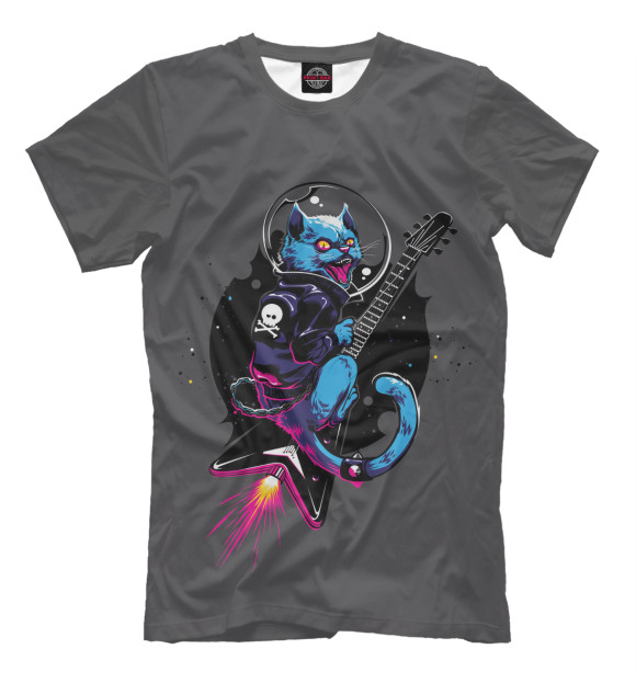 Мужская футболка с изображением Cat Metal цвета Серый