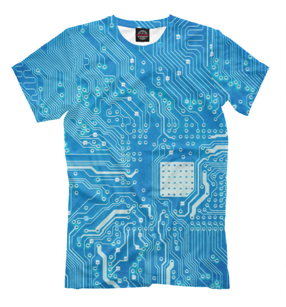 Мужская футболка с изображением Микросхемы цвета Грязно-голубой