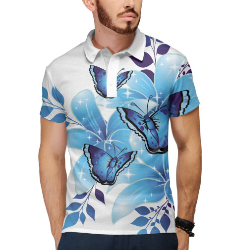 

Поло Print Bar, Белый, Бабочка