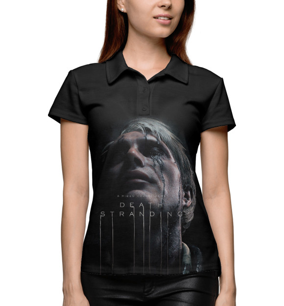 Женское поло с изображением Death Stranding Kojima Productions цвета Белый