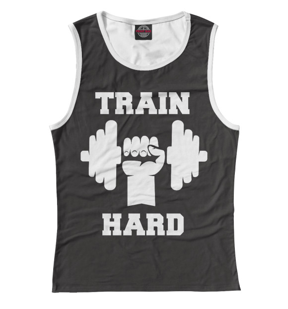 Майка для девочки с изображением Train hard цвета Белый