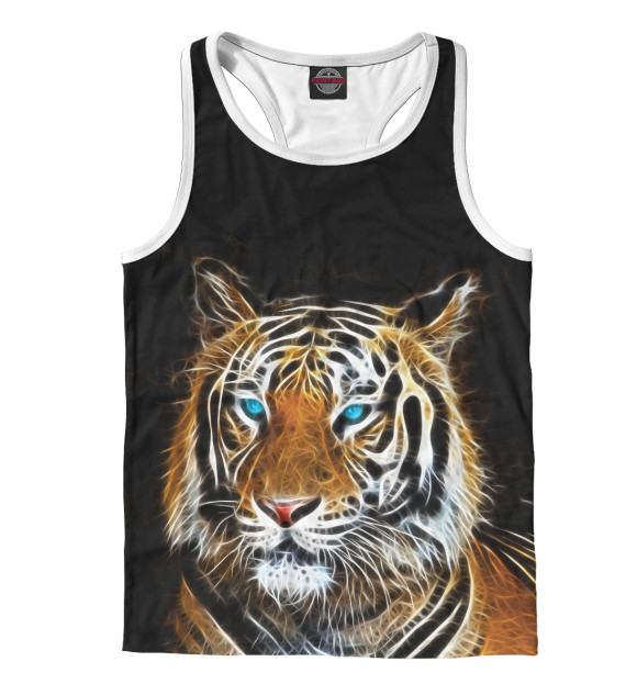 Мужская майка-борцовка с изображением Тигр цвета Белый