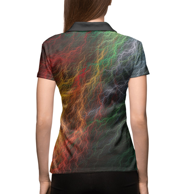 Женское поло с изображением Цветная молния цвета Белый