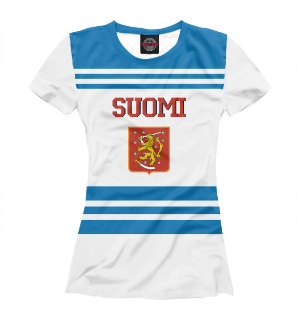 Женская футболка с изображением Сборная Финляндии цвета Белый