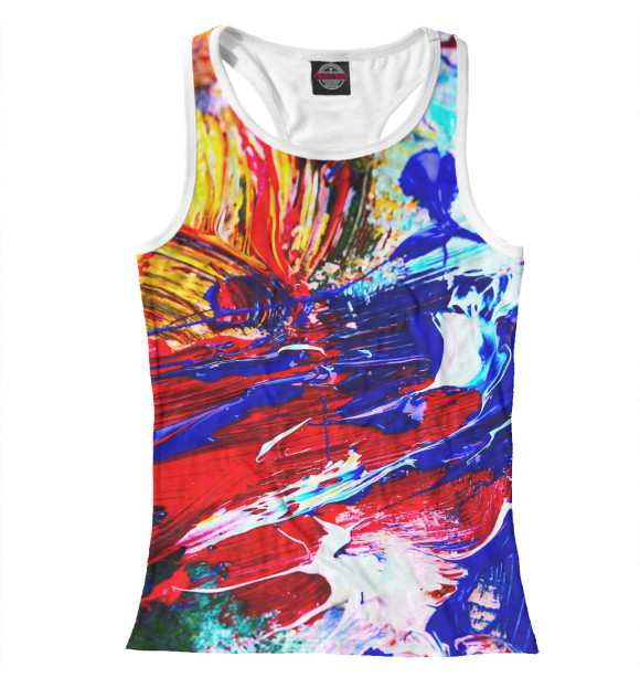 Женская майка-борцовка с изображением Абстрактные краски цвета Белый