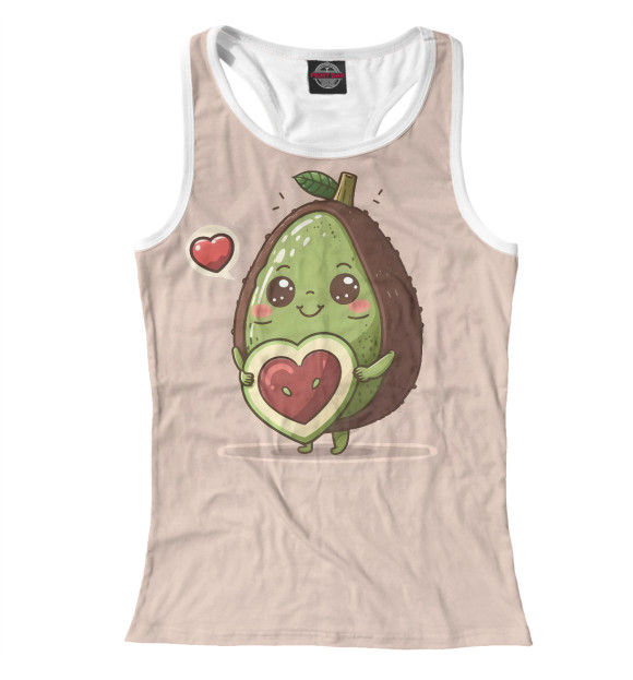 Женская майка-борцовка с изображением Авокадо мальчик - парные цвета Белый