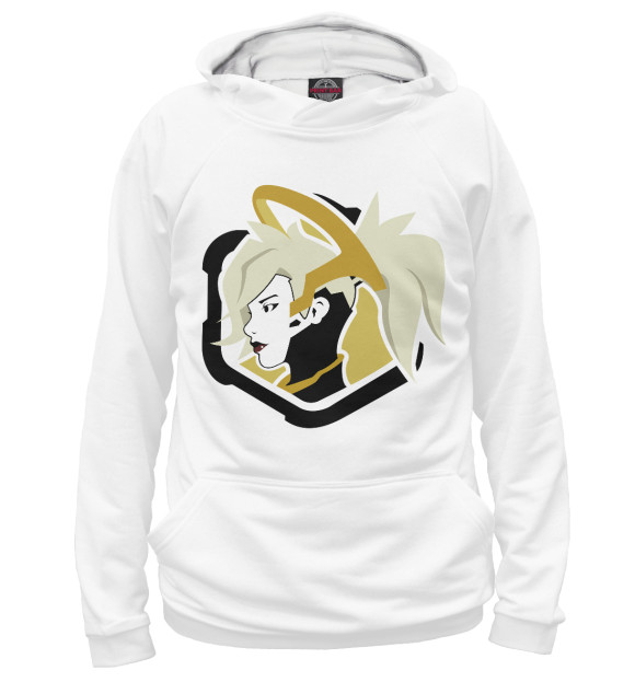 Мужское худи с изображением Overwatch Mercy spray цвета Белый