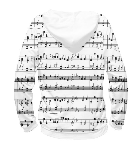 Женское худи с изображением Ноты цвета Белый