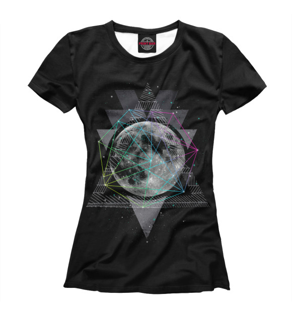 Женская футболка с изображением Moon цвета Белый
