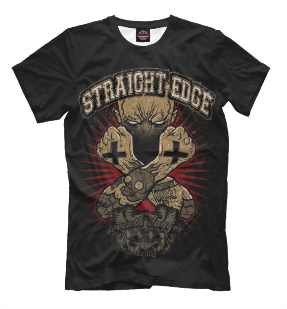 Футболка для мальчиков с изображением Straight Edge цвета Черный