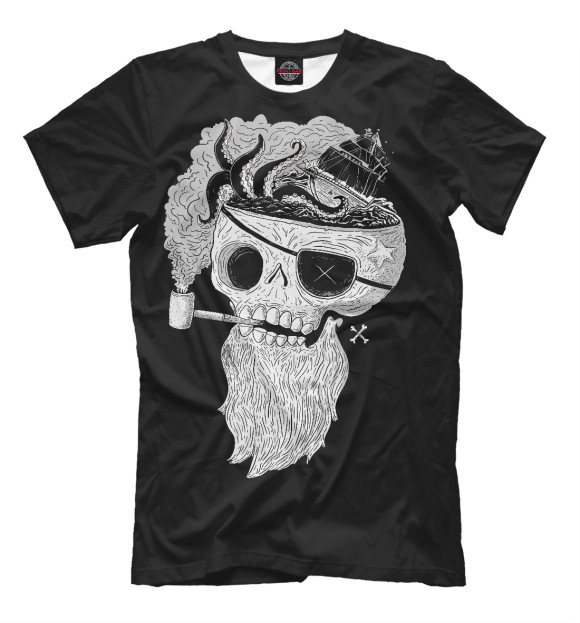 Мужская футболка с изображением Пират цвета Черный