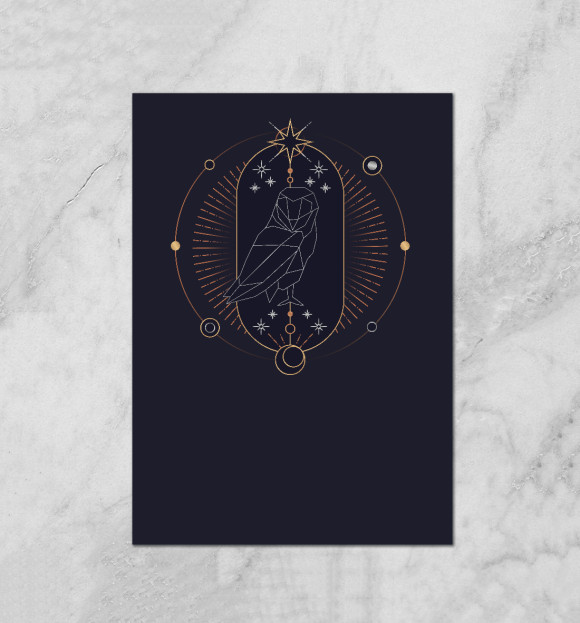 Плакат с изображением Geometric astrological owl цвета Белый