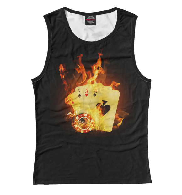 Майка для девочки с притом Карты в огне цвета Белый Майка для девочки с изображением Карты в огне цвета Белый