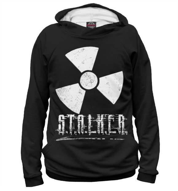 Мужское худи с изображением Сталкер цвета Белый