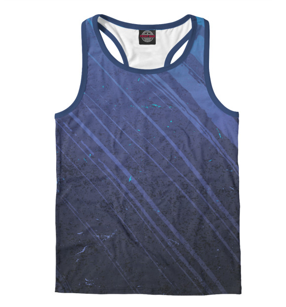 Мужская майка-борцовка с изображением Синяя абстракция цвета Белый