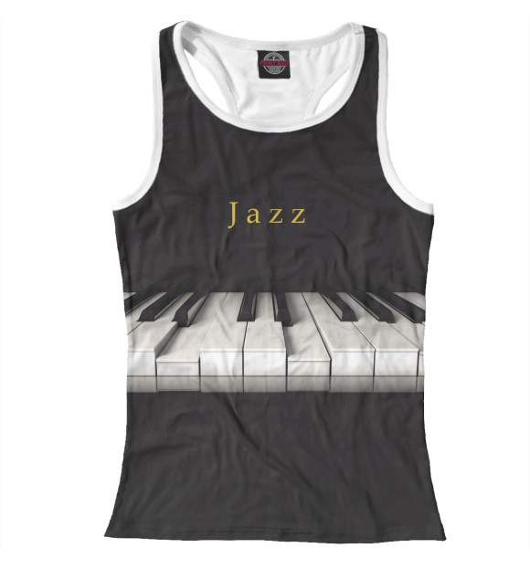 Женская майка-борцовка с притом Jazz цвета Белый Женская майка-борцовка с изображением Jazz цвета Белый