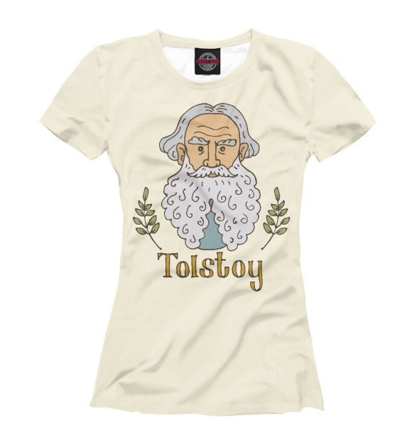 Женская футболка с изображением Лев Николаевич Толстой цвета Белый