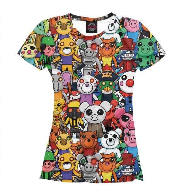 Женская футболка с изображением Roblox Piggy цвета Белый