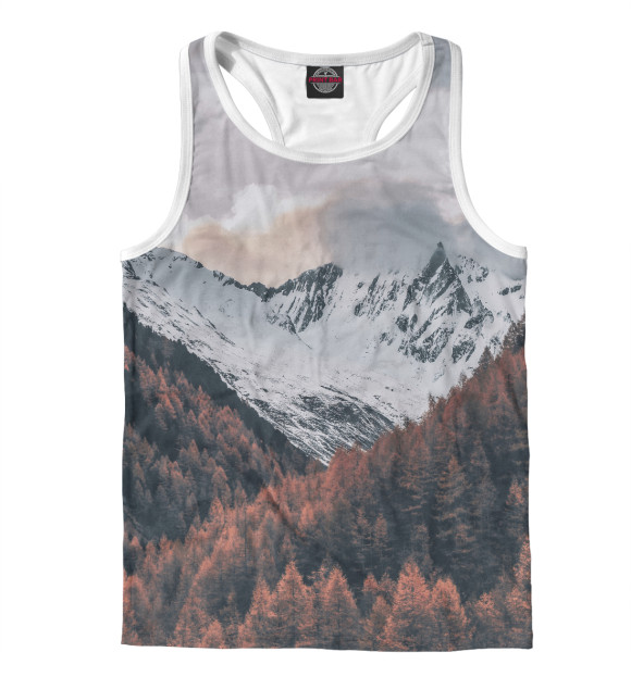 Мужская майка-борцовка с изображением Горы цвета Белый