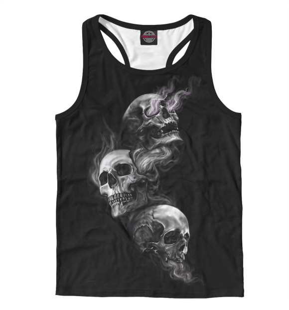 Мужская майка-борцовка с изображением Три черепа цвета Белый