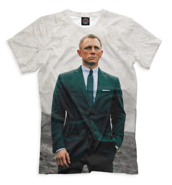 Мужская футболка с изображением Джеймс Бонд цвета Молочно-белый