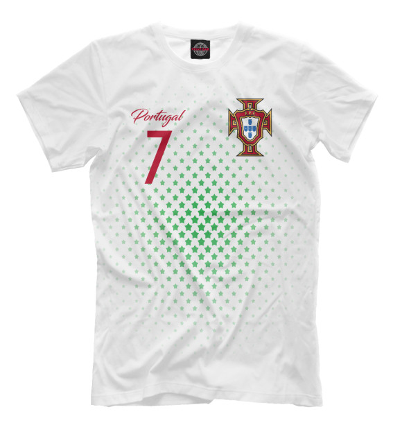 Мужская футболка с изображением Криштиану Роналду - Сборная Португалии цвета Молочно-белый