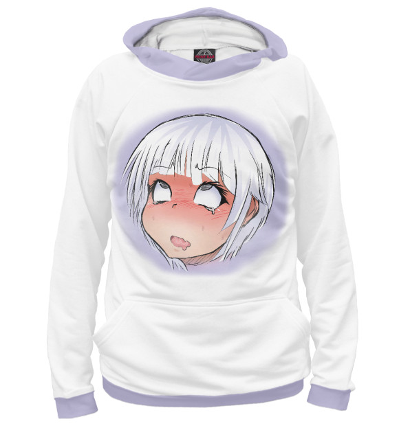 Женское худи с изображением Ahegao цвета Белый