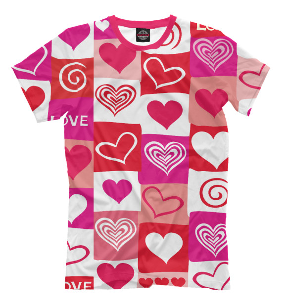 Мужская футболка с изображением сердца цвета Темно-розовый