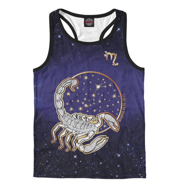 Мужская майка-борцовка с изображением Скорпион цвета Белый