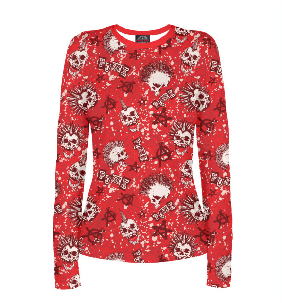 Женский лонгслив с изображением Панк Рок цвета Белый