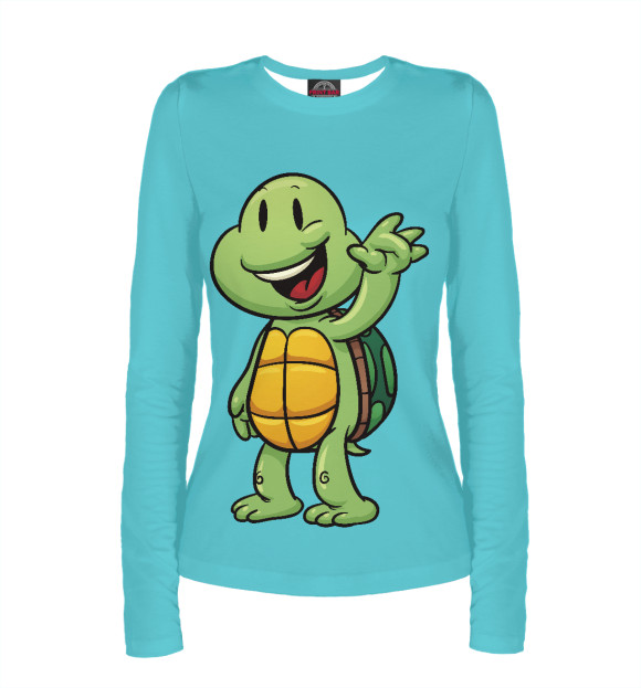 Женский лонгслив с притом Черепаха цвета Белый Женский лонгслив с изображением Черепаха цвета Белый